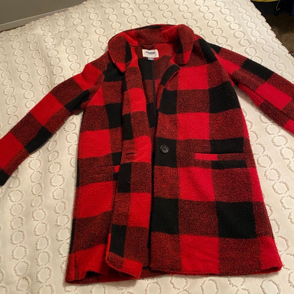 Buffalo plaid teddy coat